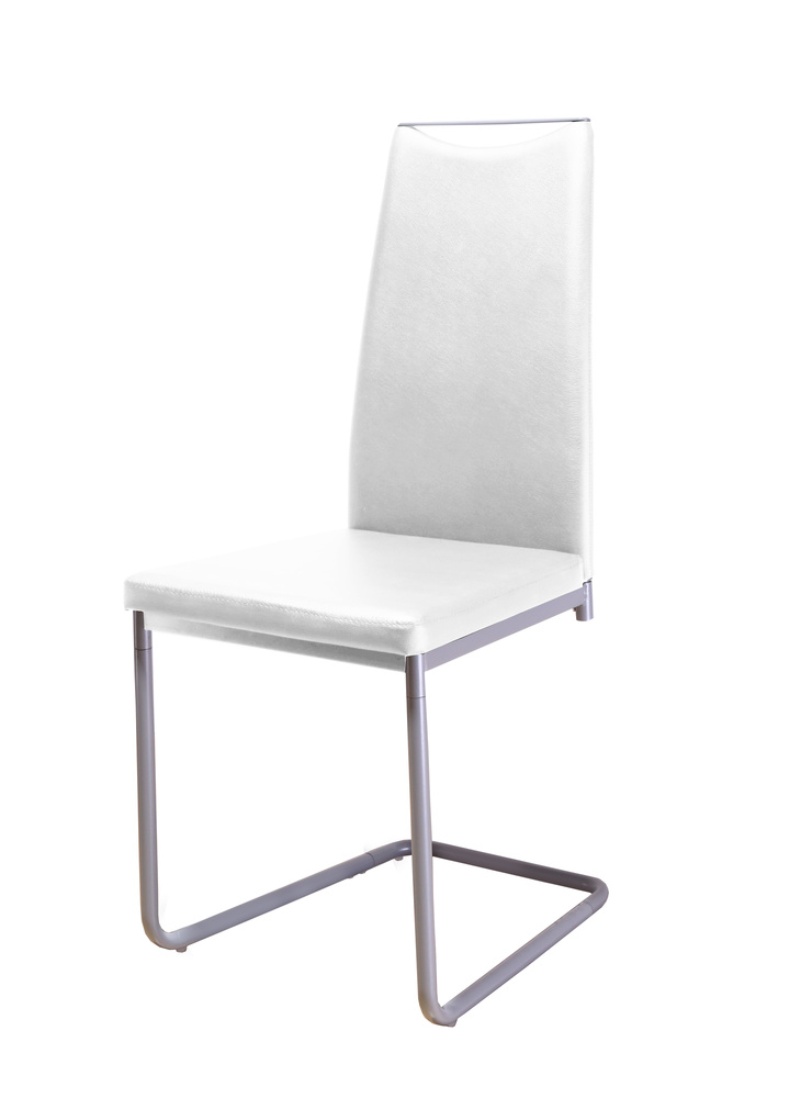FLATMATE 02 Cantilever chair Alu shiny silver Artificial leather white B 42, H 100, T 55 cm
